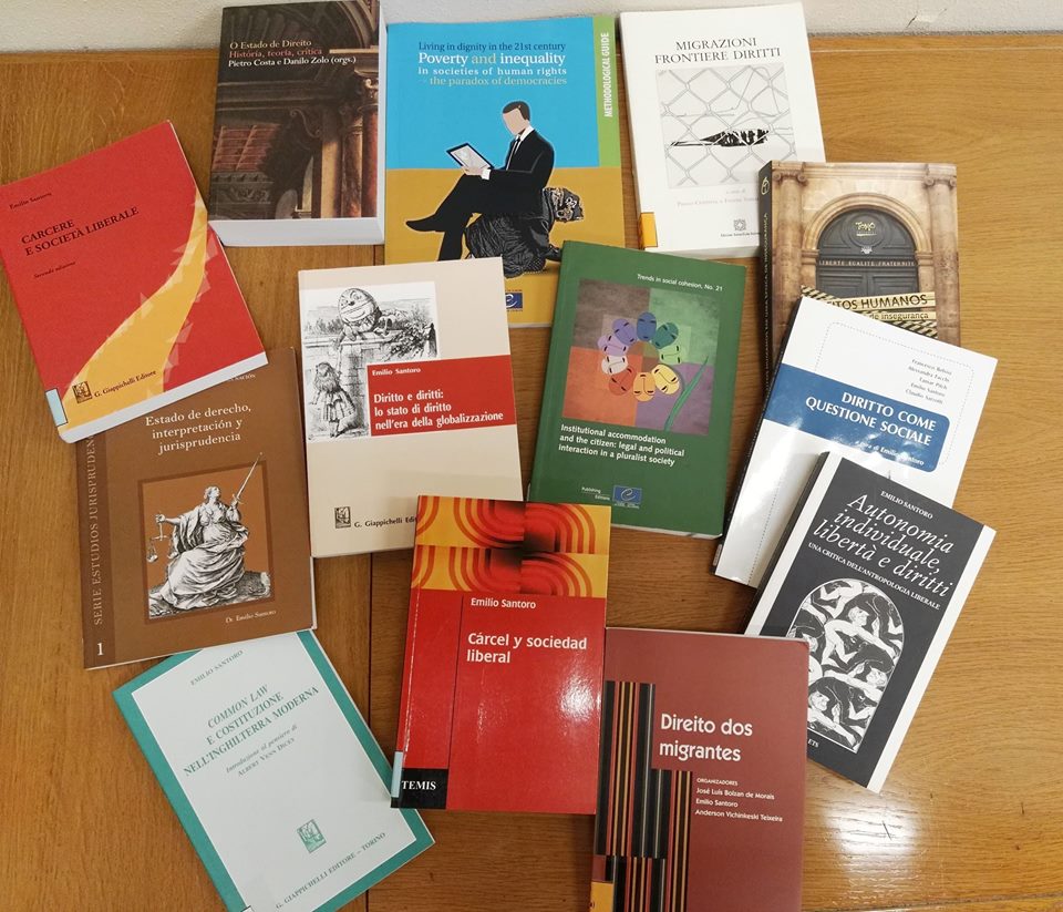 Some of the books that have been donated to the IISL's library.