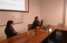 Paola Bergallo (R), during her presentation.