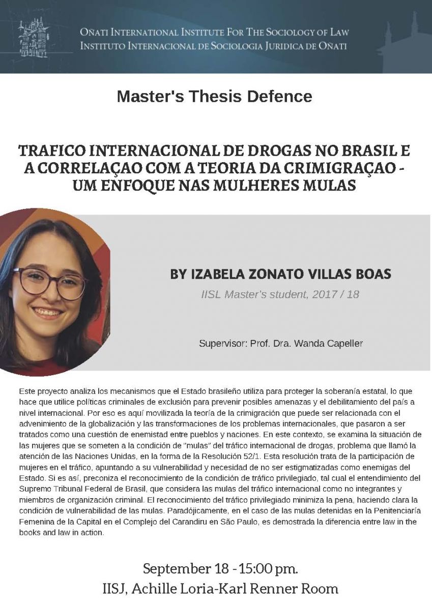 Poster de la defensa de tesis de Izabela Zonato.