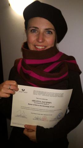 Arianna Jacqmin awarded the “André-Jean Arnaud Prize”